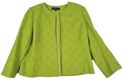 Kasper~Mulher Tamanho 16 Pequeno~ Blazer Verde Limão Mistura de Linho Jaqueta Roupa de Escritório. - Imagem 1 de 4