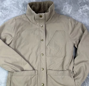 MARMOT Pioneer Jacket Women's XS Sherpa Lined Canvas Chore Coat Snap Button Tan - Picture 1 of 22