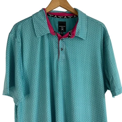 Polo de golf Kenneth Cole estampado geográfico para hombre 1X verde Pickleball UPF 50 NUEVO CON ETIQUETAS regalo Foto 1 de 4