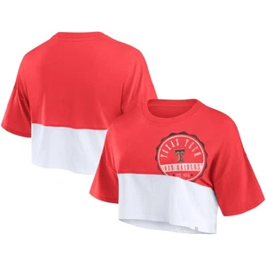 Women's Fanatics Red/White Texas Tech Red Raiders Oversized Badge Colorblock - Picture 1 of 3