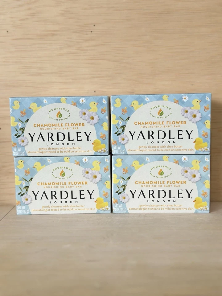Lot of (4) Yardley London CHAMOMILE FLOWER Nourishing Baby Bar 4oz Ea. USA Ship