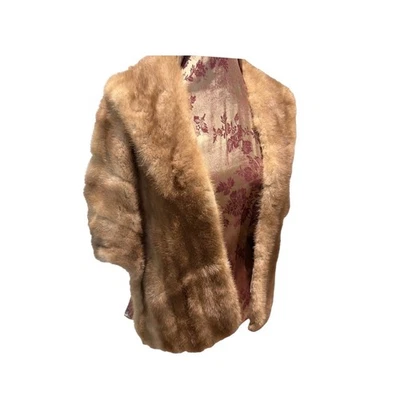 Mantón de colección Giddings Cincinnati visón estola miel beige abrigo de piel frente abierto Foto 1 de 4