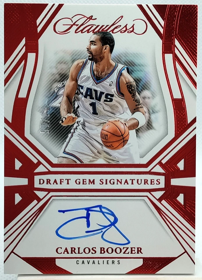 /15 Carlos Boozer Auto 2023-24 Flawless Draft Gem Signatures Autograph Ruby SP - Image 1 of 2