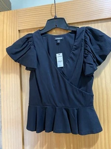 Express Ladies Black V-Neck Shirt NWT Size XS - Picture 1 of 4