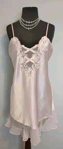 De Colección Delicado Vestido Sin Mangas Chemise Satinado Gasa Caprichoso Hada Romántico Rosa MEDIANO - Imagen 1 de 8