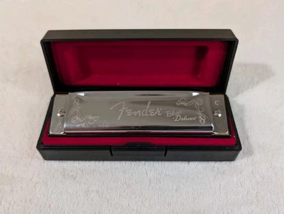 Fender Blues Deluxe Harmonica with Case Key C Chrome - Image 1 of 4