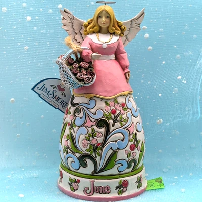 Jim Shore Junio Cumpleaños Ángel Rosa Flor "Perla" Collar Figura SUELTO INV120 Foto 1 de 4