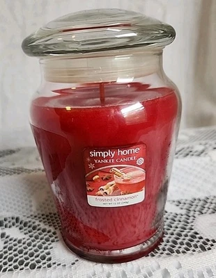 Yankee Candle -  2 ⭐ Frosted Cinnamon  Simply Home 12 oz Holiday Fall Christmas  - Image 1 of 4