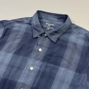 Rhone Commuter Button-Down Shirt Lightweight Stretch Plaid Blue Men's Medium - Picture 1 of 11