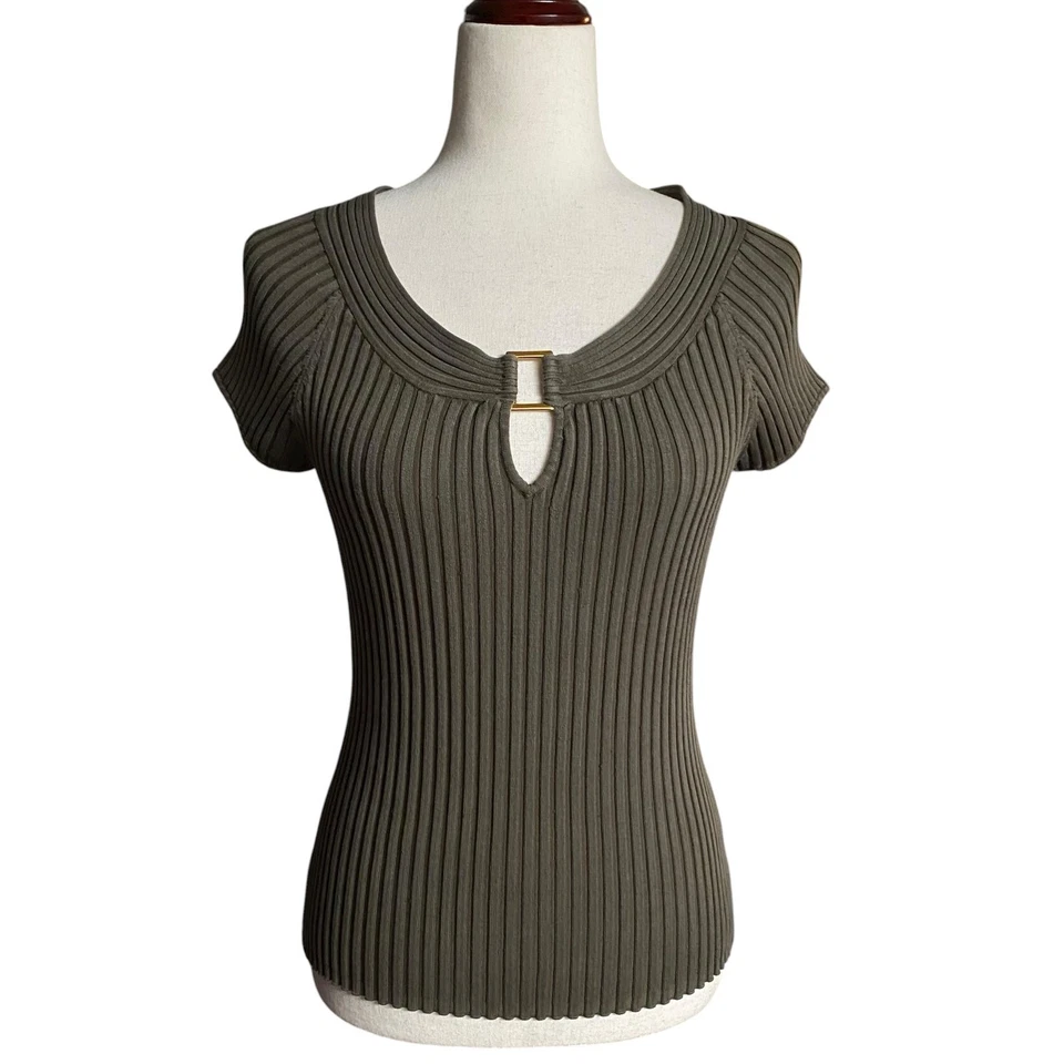 Camisa INC International Concepts Petite Y2K para mujer L marrón mezcla de seda Foto 1 de 4