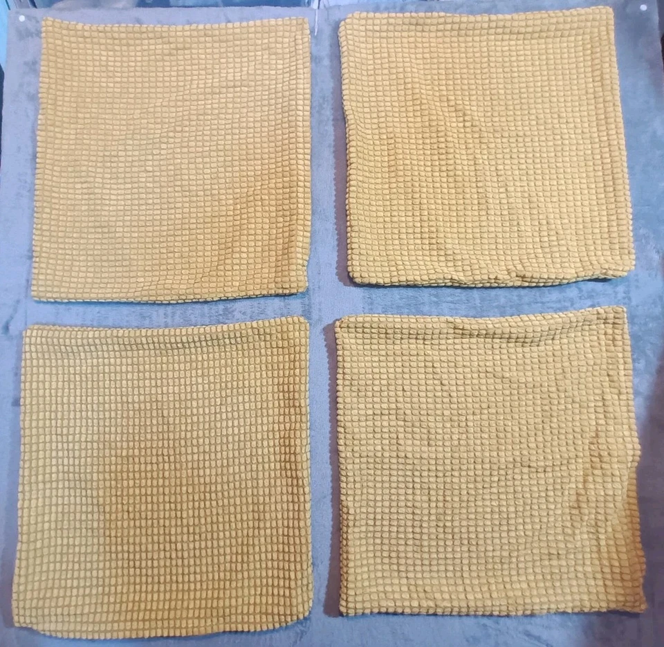 4 X Ikea GULLKLOCKA Cushion Cover Mustard Yellow Gold 50x50cm Flocked Bobble - Image 1 of 3