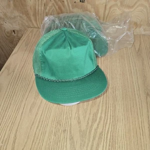 Vtg Blank Double Twist Rope Snapback Hat Dad Retro Cap Green NOS - Picture 1 of 7
