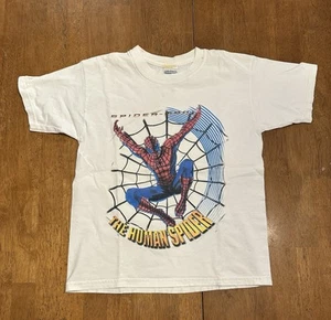 Vintage Spider-Man T Shirt Youth Large The Human Spider Y2K - Picture 1 of 9