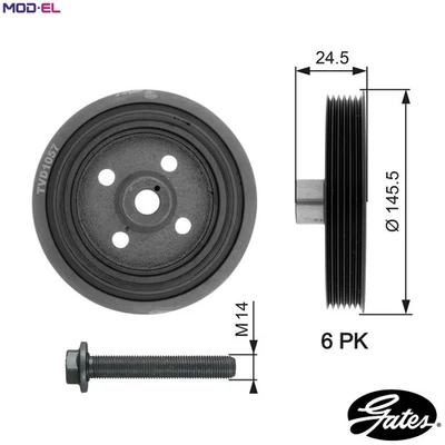 BELT PULLEY CRANKSHAFT TVD1057A FOR FORD TRANSIT/CONNECT FIESTA/Van/IV/Mk 1.8L - Image 1 of 4