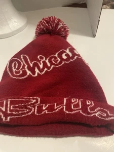 CHICAGO BULLS NBA VINTAGE WINTER KNIT  RED/ White Pom-Pom Beanie - Picture 1 of 4