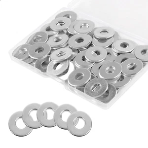 100Pcs Allow Steel Fender Washers 1/4" Flat Washers for Screws 5/8" Outsider - Picture 1 of 8