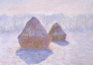 Grainstacks, White Frost Effect Claude Monet Giclée Leinwanddruck (24 Zoll x 16,9 Zoll) - Bild 1 von 2