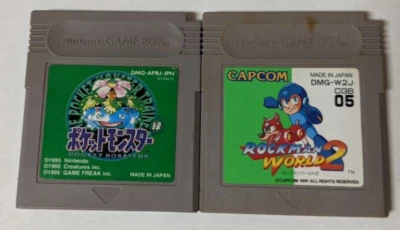 Nintendo Game Boy Japanese Lot of 2 - Pokemon Green & Rockman World 2 - CUcx96 - Image 1 of 3