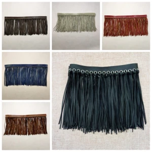 Cinta de borde de flecos con borla de cuero sintético para vestido de disfraz hueco - Imagen 1 de 24