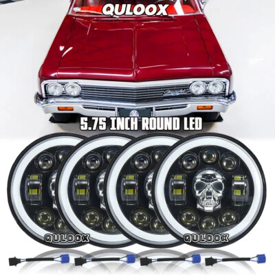 4PCS 5.75" LED Headlights Bicolor Halo DRL fit Chevrolet Camaro Caprice Biscayne - Image 1 of 4