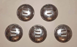 Set of 5 Silver Plated Round Star Conchos 1.5" Crafts-Boots-Hats-Belts-Bulk Lot - Picture 1 of 2