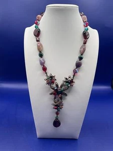 "Impresionante collar de cuentas florales Anat de 18"" con detalles multicolores" - Imagen 1 de 9