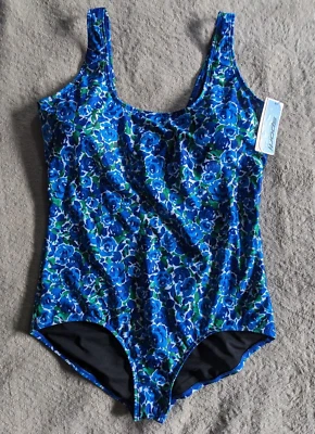SPORTI Hydrolast Scoop Back One Piece Swimsuit Womens 14 NEW NWT Blue Green - Image 1 of 4