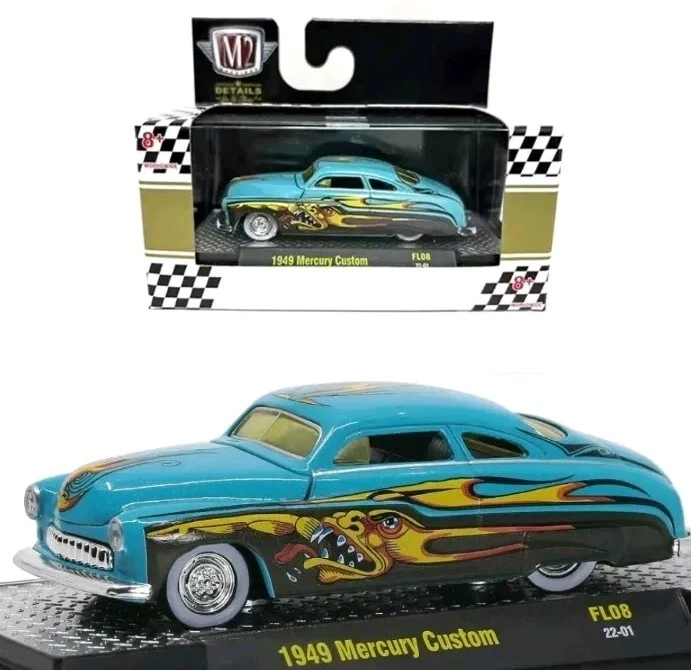 M2 MACHINES 1949 MERCURY CUSTOM FL08 SCALE 1:64 MODEL CAR AUTO MODELLINO  - Immagine 1 di 1