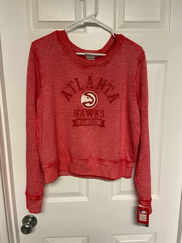 NWT Women's Large Atlanta Hawks Distressed Look Long Sleeve Shirt Cover