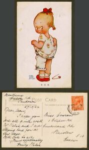 MABEL LUCIE ATTWELL 1924 Old Postcard S.O.S. Girl in Pyjamas Pin Clip Brooch 662