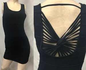 FOREVER 21 schwarzes Strick Tank Bandage Stretch Minikleid mit gedrehten Trägern hinten ~ S/P - Bild 1 von 11