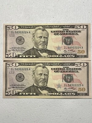 Two Series 2006 $50 Dollar Consecutive federal reserve notes. - Image 1 of 2