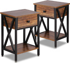 Modern Versatile Nightstands X-Design Side End Table Night Stand Storage Shelf w
