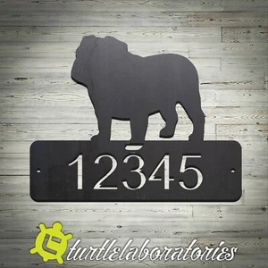 Custom Bull Dog Home Address Sign Mail House Dog Memorial Pet - Picture 1 of 5