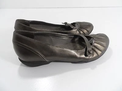 PRIVO! SUELAS DE GOMA Mary Jane Gris Metálico Imitación Cuero Planas para Conducir 6.5M Foto 1 de 4
