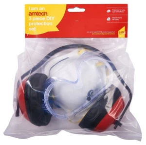 3Pc Diy Protection Ear Defenders Eye Breathing Mask Goggles Dust New Amtech - Picture 1 of 3