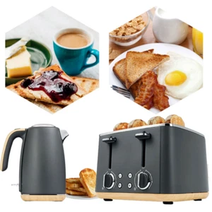1.7L Jug Kettle and 4 Slice Toaster Combo Deal Stainless Steel Defrost Toaster - Picture 1 of 4