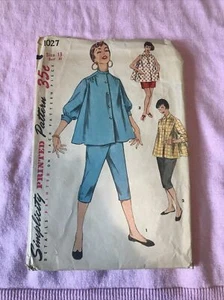 Vintage Simplicity Pattern 1027 Maternity Blouse Crop Pants sz 13 Bust 31 CUT - Picture 1 of 3