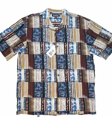 Stacy Adams Linen Shirt Mens Size XXL Graphic Print Short Sleeve Button Up NWT - Image 1 of 4