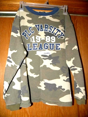 TWO - Children's Place Large 10/12 Camo Green Thermal Shirt + Red F. Glory FREE — 第 1/3 张图片