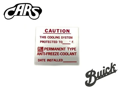 1963-1975 Buick | Antifreeze Decal | GS Skylark Riviera LeSabre Wildcat Electra - Image 1 of 2