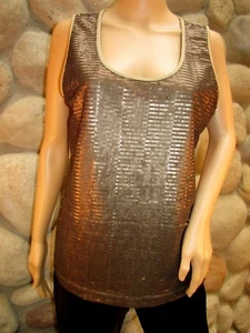 Neu mit Etikett Jones New York Damen-Tanktop antik bronzefarben Pailletten Größe Medium - Bild 1 von 11