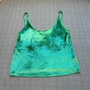 Vince Cami Tank Top Womens Large Green Crushed Velvet Y2K Party Glam Reto - Picture 1 of 8