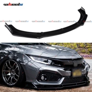 Front Bumper Splitter Spoiler Lip For 2016-2021 Honda Civic Sedan Glossy Black - Picture 1 of 15