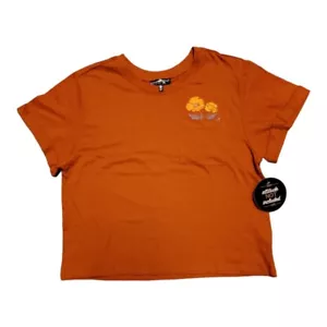 NWT RUSTY ORANGE POPPY EMBROIDERED GROWN ON THE WEST T-SHIRT TOP MEDIUM - Picture 1 of 3