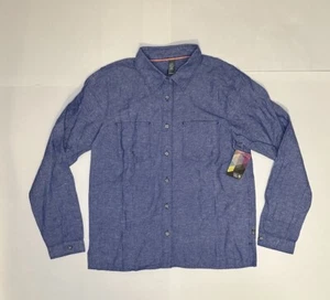 Mountain Hardwear Shirt Women’s Small Bridger Long Sleeve Blue Chambray Button - Picture 1 of 7