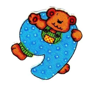 number teddy bear fabric applique iron on blue #9 not embroidered 2 inch new - Picture 1 of 2