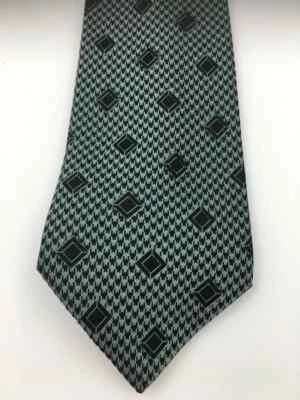 Corbata de diseñador | Corbata de seda vintage | Cerruti 1881 | verde con estampado de diamantes Foto 1 de 4