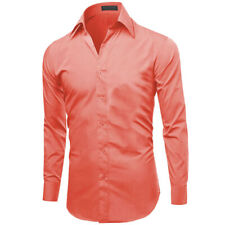 Men's Slim Fit Classic Button Up Long Sleeve Solid Color Long Sleeve Dress Shirt