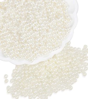 AD Beads Pearl Beads for Crafts, 2200 Pieces Ivory Pearsls, 4mm Small Sew on ... - Image 1 of 4